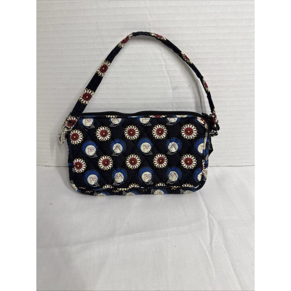 Vera Bradley Blue/Red/White OWL Print Wristlet. One Strap Versatile. 7X4 Inch.